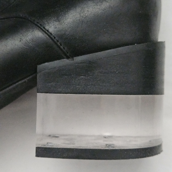 Jeffrey Campbell 100% Leather sz 5 US Clear Heel Sole Zipper Bootie Boots Shoe - Picture 7 of 15